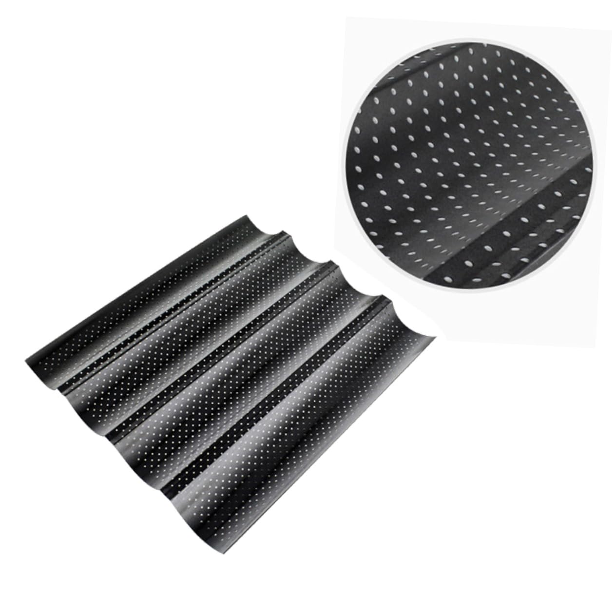 Unomor Non-stick French Bread Baking 4 Loaf Wave Baker Pan Dishwasher Safe Easy Demolding Cleaning Silver