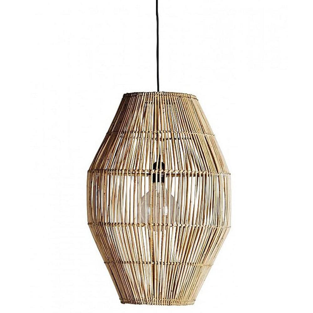 OZBMA Woven Rattan Chandelier Unique Weave Pendant Light Retro Solitary Wind Fixture Art Decorate Illumination Lamps Japanese Zen Hanging Lamp Rustic Natural for Bedroom (size_name B)