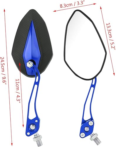 Miniatura 3 de Keenso - 1 par de espejos universales para motocicleta, manubrio ajustable de aluminio, retrovisor, retrovisor, 0.394 in, 0.315 in (azul)