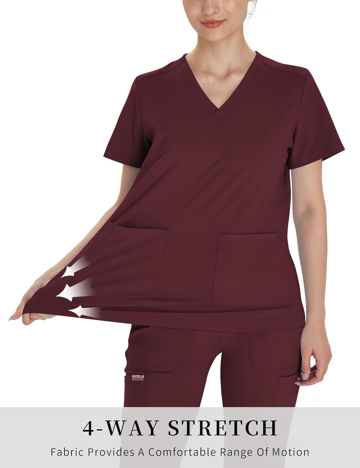 Scrub Tops for Women V-Neck Classic Fit with Two Pockets for Medical Uniforms Four-Way Stretch, Anti-Wrinkle - Image 3