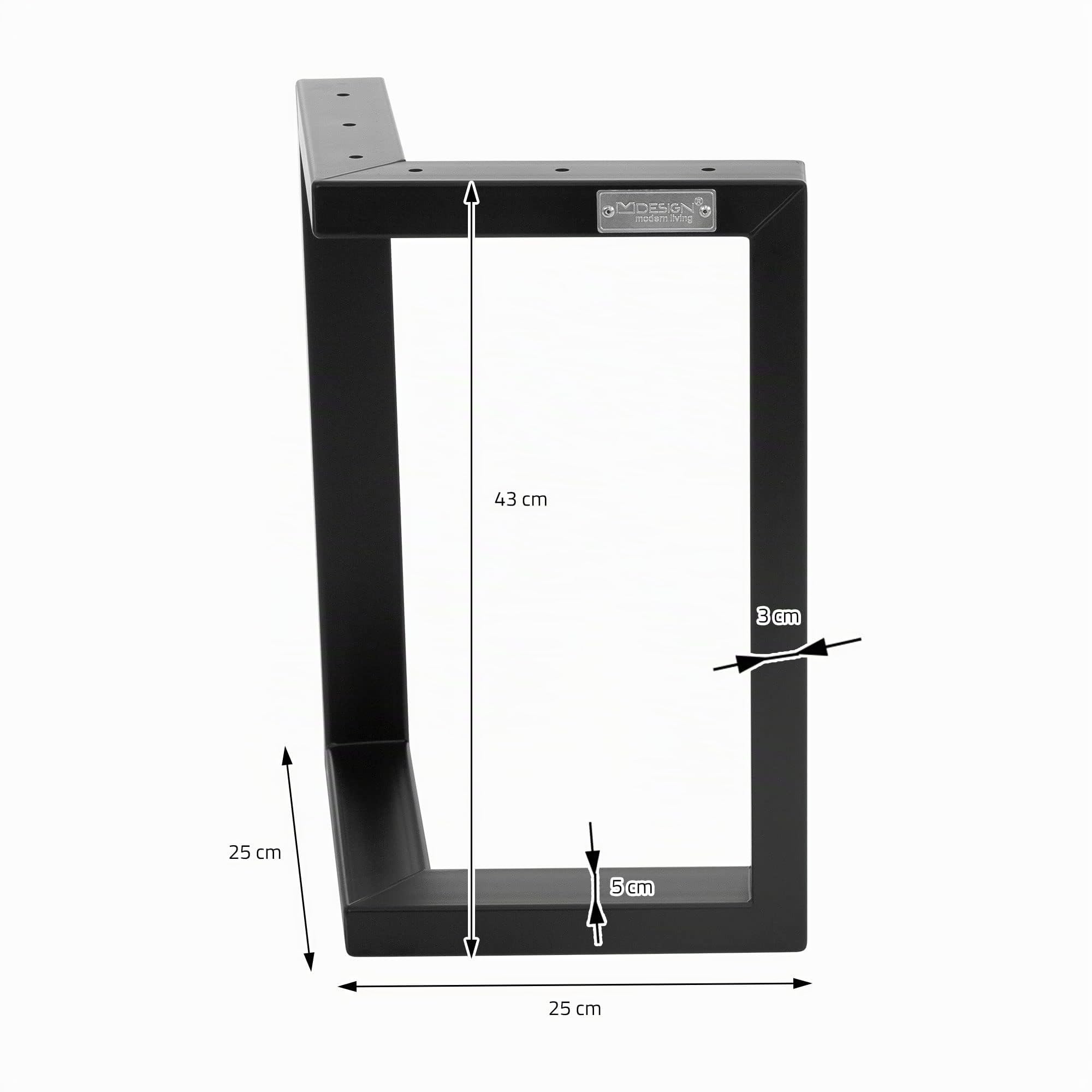ML-Design Set 2x Base de Mesa en V 25 x 43 cm Soporte Angular Negro Mate de Metal Acero Recubierto de Polvo Bastidor para Escritorio Pata para Consola Sostén para Tablero Pie Armazón Diseño Industrial