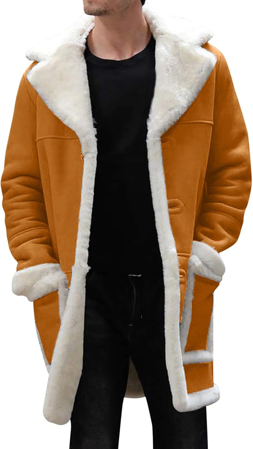 Mens Sherpa Lined Fleece Jacket Faux Fur Collar Nigeria Ubuy