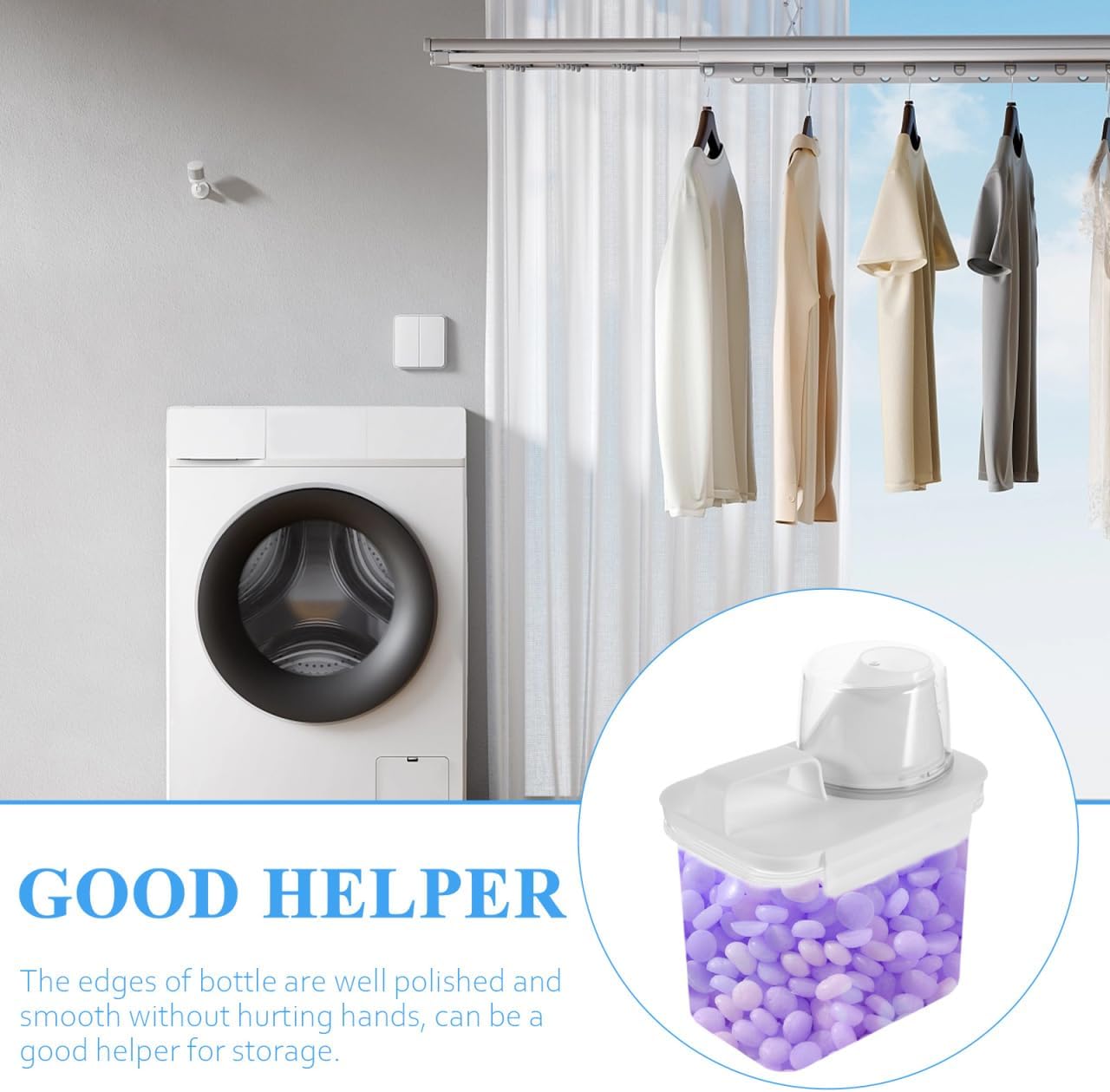 ABOOFAN Laundry Soap Dispenser Refillable Laundry Detergent Bottle with Wide Mouth Pour Spout Empty Bottle for Softener and Beads 6.88 X 4.96 X 3.03 in for Home Hotel Dorm image 3