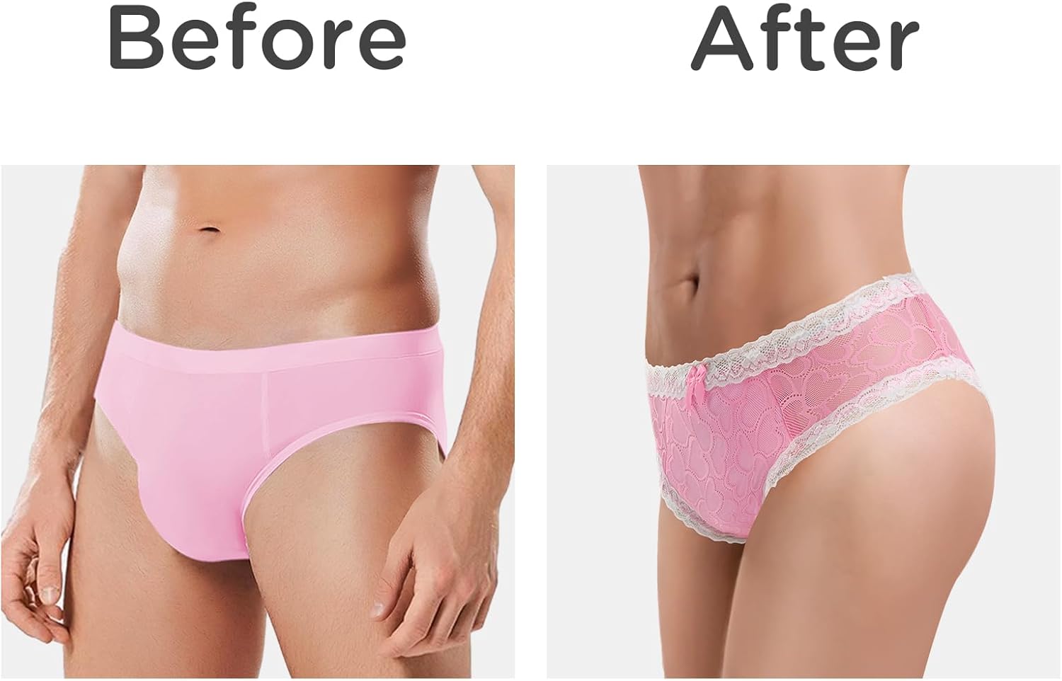 Littleforbig Unisex Hipster Briefs Pink Hearts Pattern Mesh Shaping Tucking Gaff Briefs for Transgender Individuals - Image 3