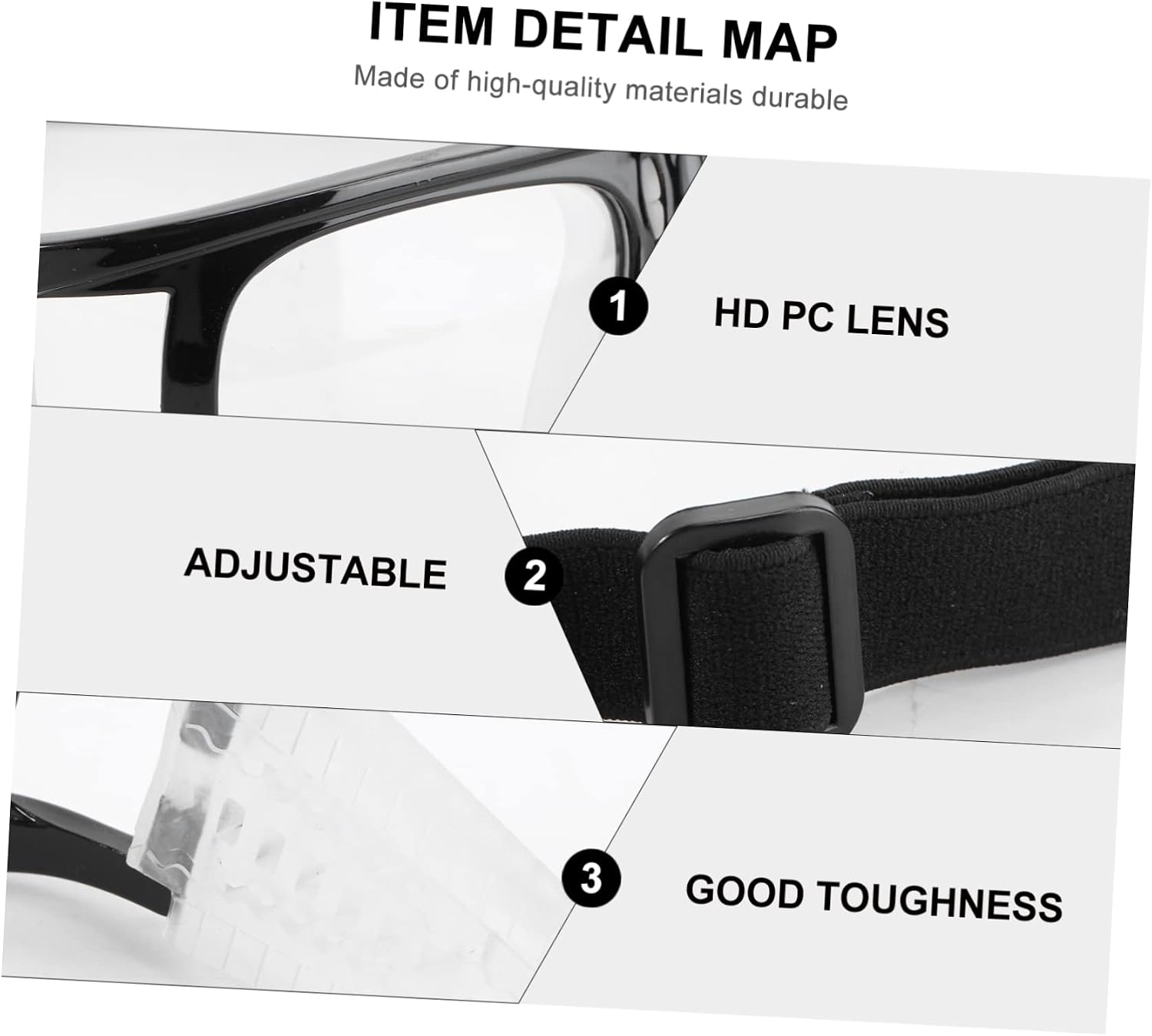 Toddmomy UV Resistant Shockproof Sports Goggles with Adjustable Straps Protective Basketball Football Eyewear for Outdoor Cycling and Athletic Activities Black