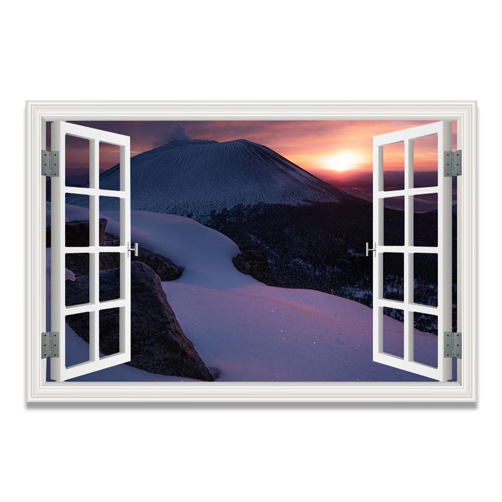 Cuadro lienzo efecto ventana para dar amplitud al dormitorio con vistas al lago de 20x30cm 8