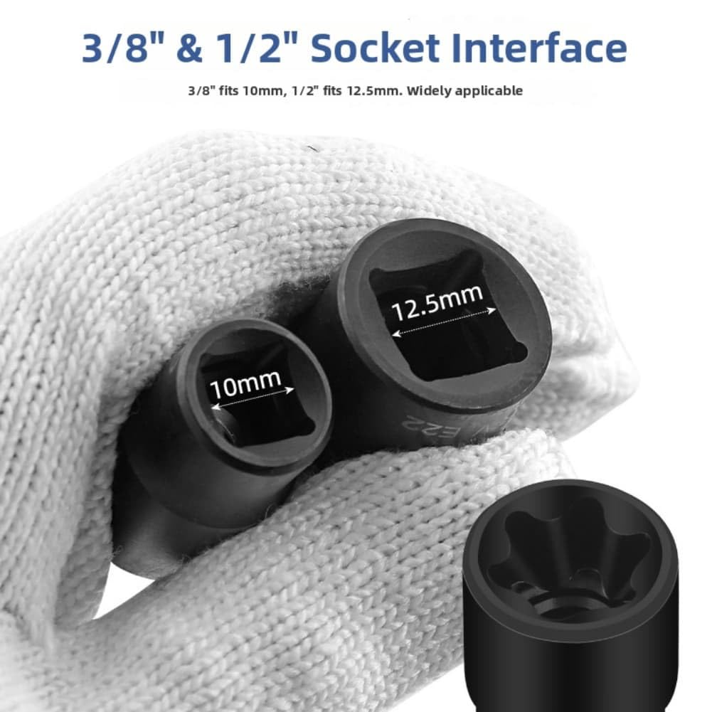Lot de 17 douilles métriques de type E, acier au chrome vanadium, poignée ergonomique antidérapante, pour réparation automobile et bricolage