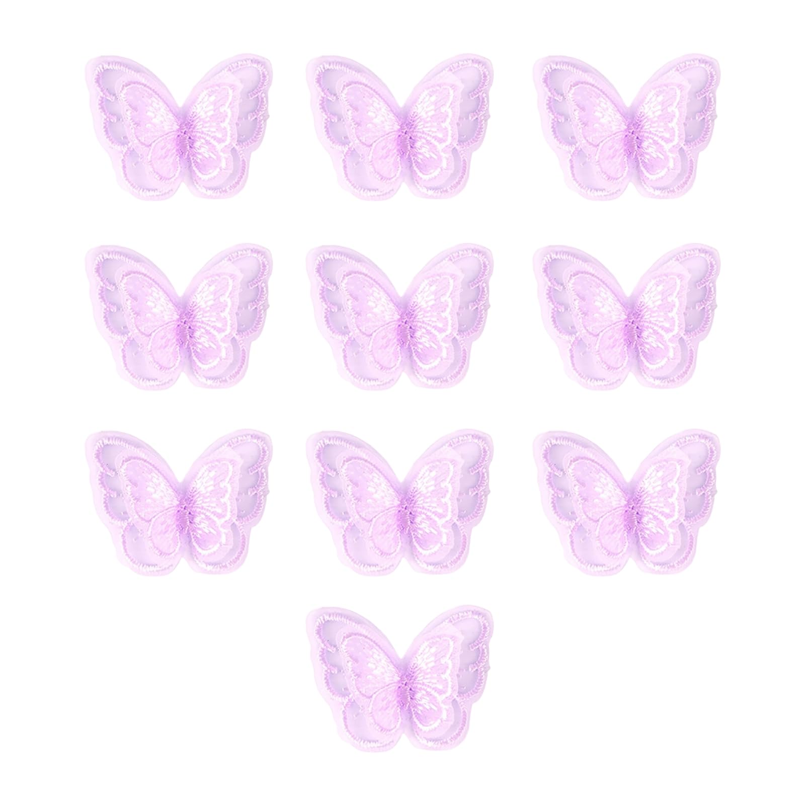 Buxuaaaa 10Pcs Embroidery Butterfly Sew on Patches Embroidered Appliques for Sewing Craft Wedding Bridal Dress Embellishment Butterfly Appliques for Clothes