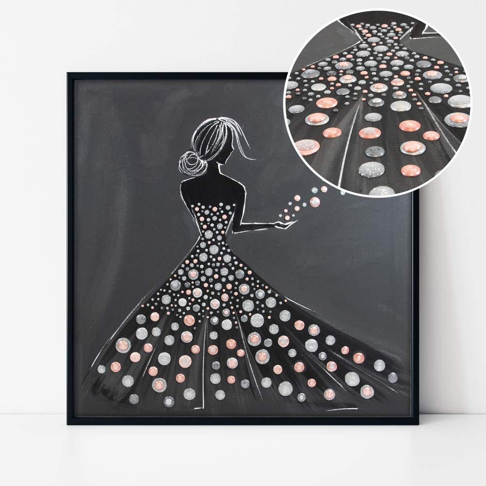 Viva Decor Blob Paint Set (Sparkling Rose, 6 x 280 ml) - gebrauchsfertiges Acrylfarbe Set für Blob Painting Dot Painting Art - Dotting Tool für Leinwand, Mandala