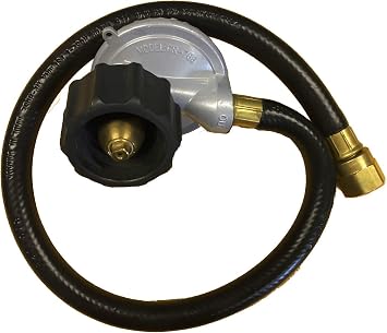 Fairview Universal Gas Grill LP Propane Replacement Regulator and 21" Rubber Hose QCC1 Fitting 3/8" End