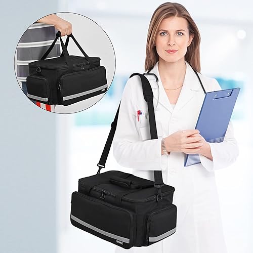 Miniatura 5 de Bolsa médica para la salud del hogar, bolsa de almacenamiento vacía de primeros auxilios con divisor desmontable, bolsa de suministros médicos para