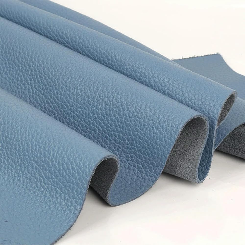 本革生地 DIY 植物タンニンなめし牛革 スカイブルー 複数サイズ 2mm(30x30cm)