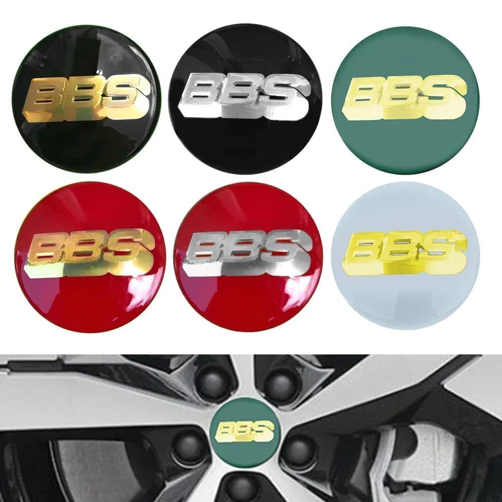 4 Stuks Auto Naafdoppen Wieldoppen Stickers Embleem Voor Velgen Voor BBS 56MM 60MM 65MM 70MM 80MM, Logo Voor Over Op De Autovelgen Bandbescherming,C-60MM