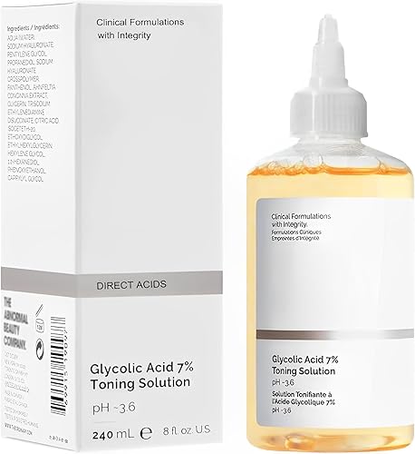 Solución tonificante de ácido glicólico ordinario, 8.1 fl oz de ácido glicólico 7% de tóner, exfoliante, tonificante hidratante y rejuvenecimiento
