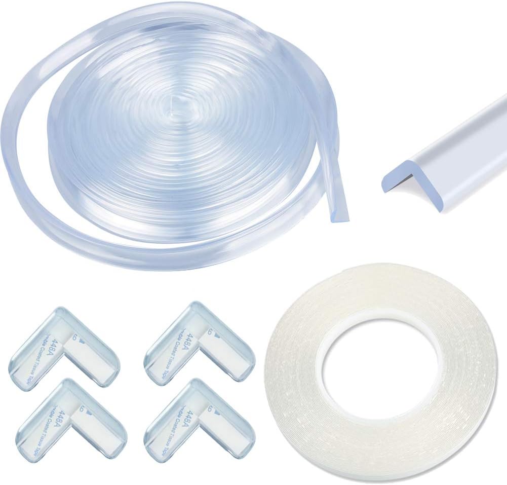 Corner Guards for Furniture - 20 Feet Clear Baby Proof Table Edge Corner Protectors - Soft Silicone Bumper Strip with Double-Sided