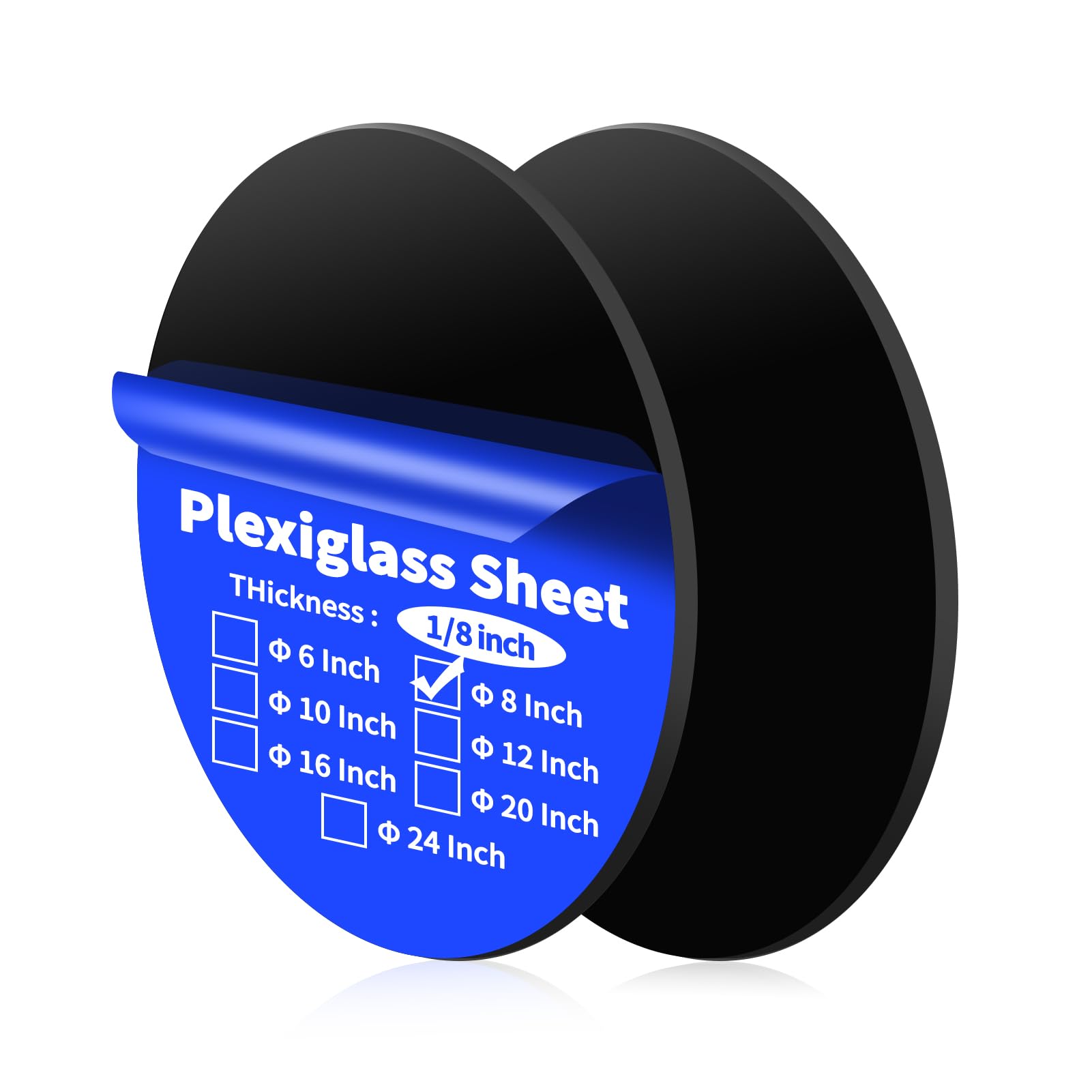 Black Plexiglass Sheets - 2 Pack, 12" Round -15