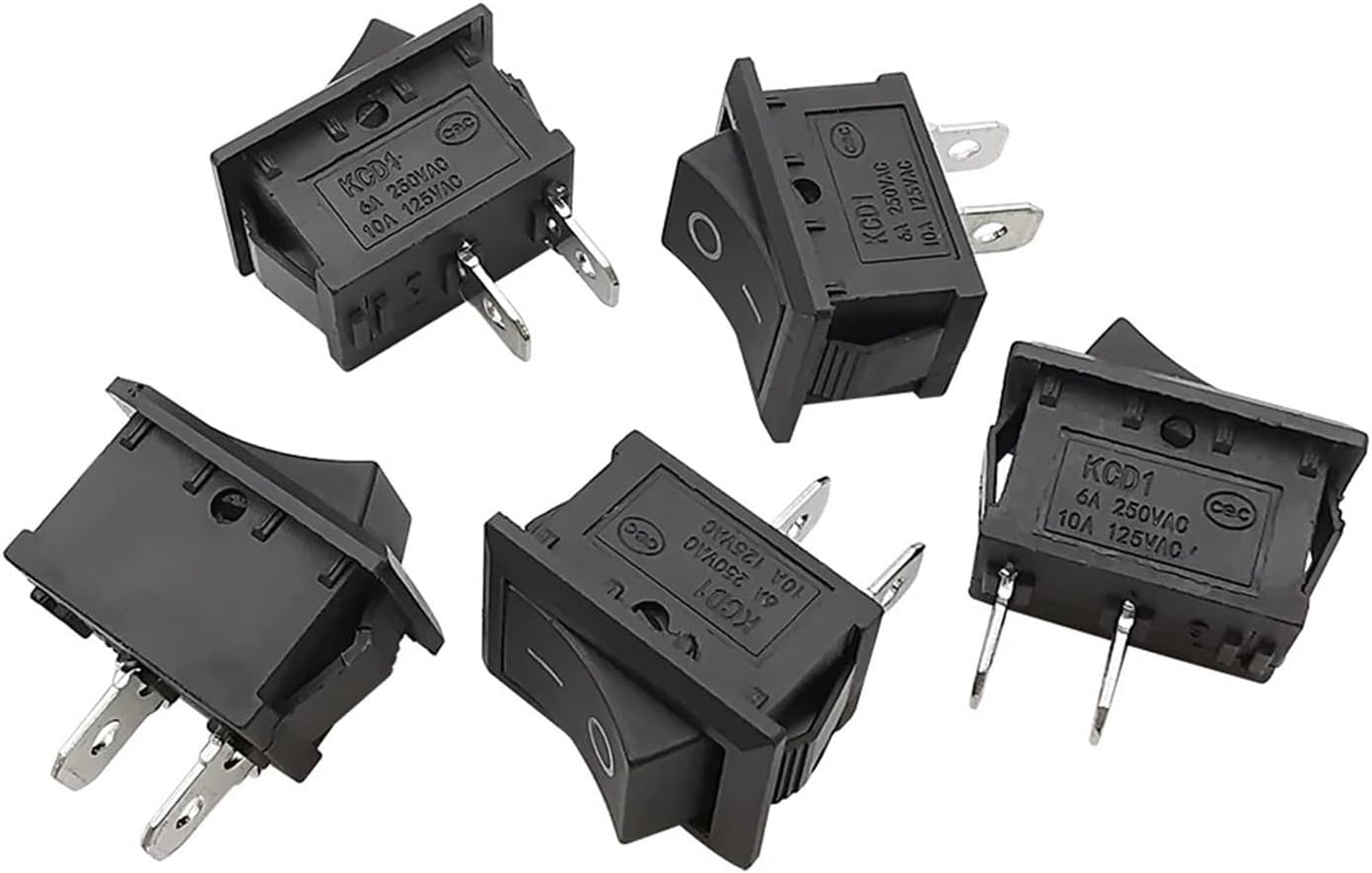 10/5Pcs KCD-101 SPST 2 Pin On/Off Boat Rocker Switch 15x21mm AC 6A/250V 10A/125V Power Solder Lug Ship Type Snap Switch Black(10Pcs)