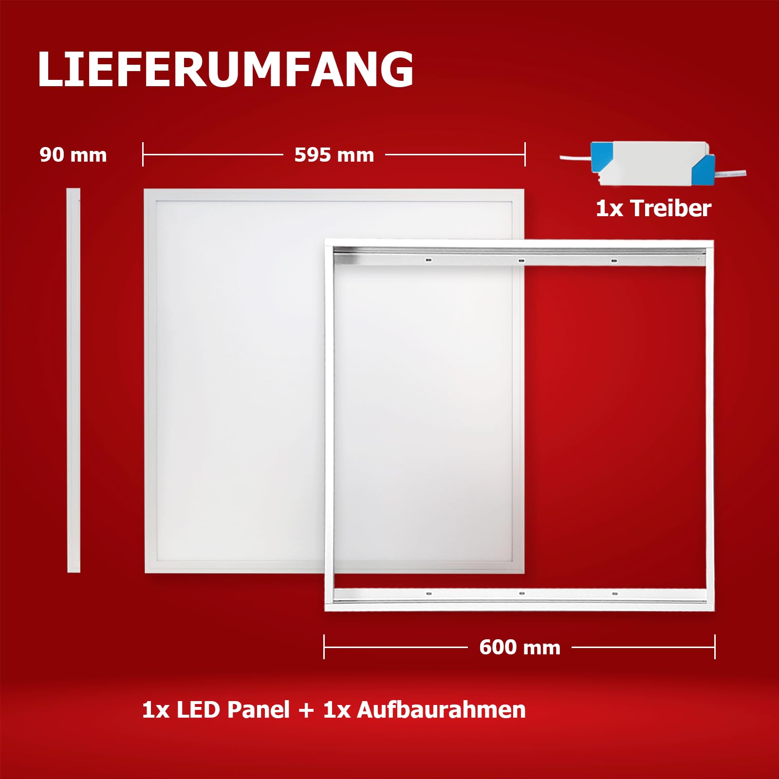 LED Panel 60x60 3CCT 3000K-4000K-6000K 4000lm 40W Steck-Aufbaurahmen