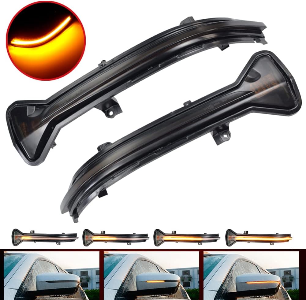 1 Pair Dynamic Turn Signal Light Side Mirror Blinker Sequential Lamp Assembly for BMW 3 5 6 7 8 Series G11 G12 G14 G15 G16 G20 G30 G38 M5 F90 (Black)