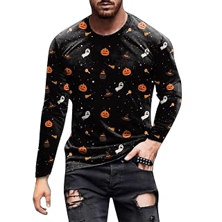 Shirts for Men Adult Crewneck Graphic Print Long Sleeve T Shirt Relaxed Fit Grandad Shirt Basic Muscle Fit T Shirt Ugly Shirt Mens Sports T Shirt Compression Shirts for Men