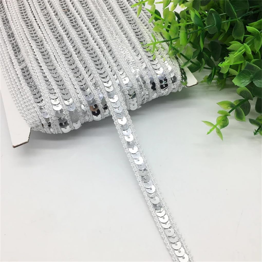 3 Yards 13Mm Sequins Ribbon Lace Trim Sequin Fabric for Dress Clothes Headdress Bridal Sewing Accessories DIY