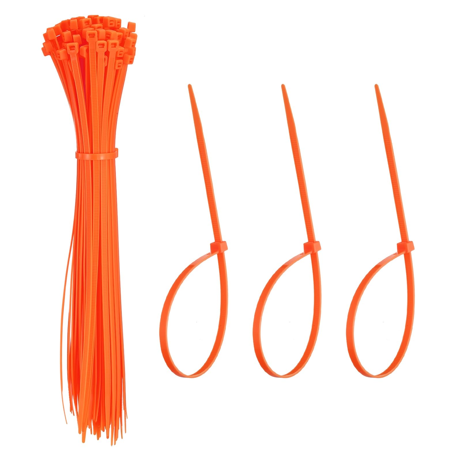 YELARXI Zip Ties Plastic Cable Ties, Self-Locking Wire Zip Tie 12 Inch Fit for Home Garden Office Workshop Travel - (100 Pack, Orange)