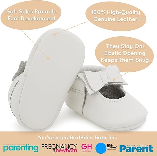 Miniatura 3 de BirdRock Baby Mocasines con lazo y nudo - Zapatos de bebé niña de cuero genuino