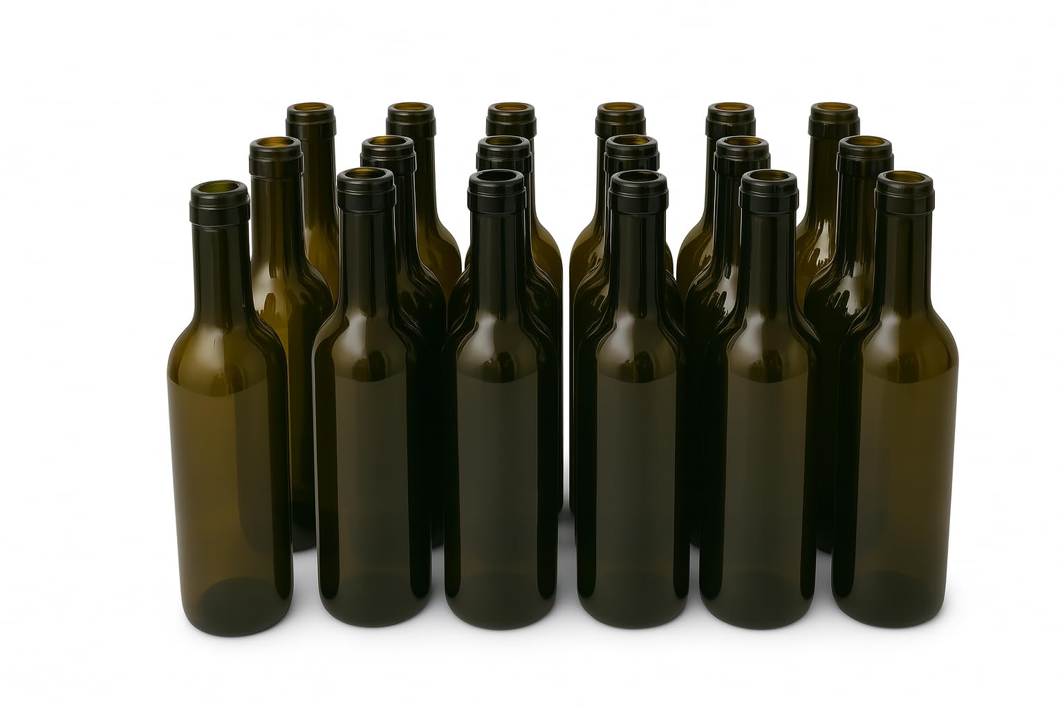 Botellas de Vino 375 ml Pack 18 Cristal Ámbar/Canela Corcho Cónico Bordelesa