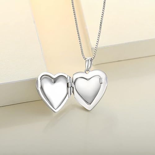 Miniatura 5 de YL Collar con medallón de corazón de plata de ley 925 personalizada con foto, colgante con imagen personalizada para mujer