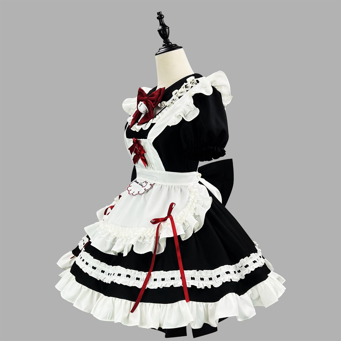 Lolita - Costume da cameriera a maniche corte da donna, con volant, per cosplay, Halloween, bar, scuola, festival, feste