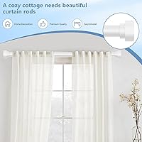 Vista 4 de HEI! DEAR Barras de cortina blancas para ventanas de 28 a 48 pulgadas (2.3-4 pies), barras de cortina resistentes de 1 pulgada, barra de cortinas