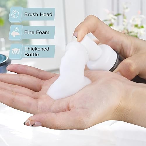 Miniatura 2 de Botella de espuma de 2 oz (3 piezas) con cepillo, dispensador de bomba de espuma vacía para jabón de manos, limpiador de pestañas, champú para