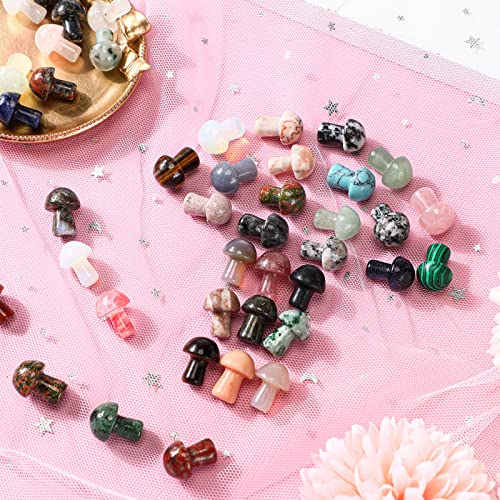 96 Pieces Mushroom Crystal Gemstone Mini Mushroom Decor Sculpture Carved Natural Crystal Mushroom Stones Little Mushroom Crystal Accessories For Witchcraft Home Garden Miniature Decor Meditation #TOP6