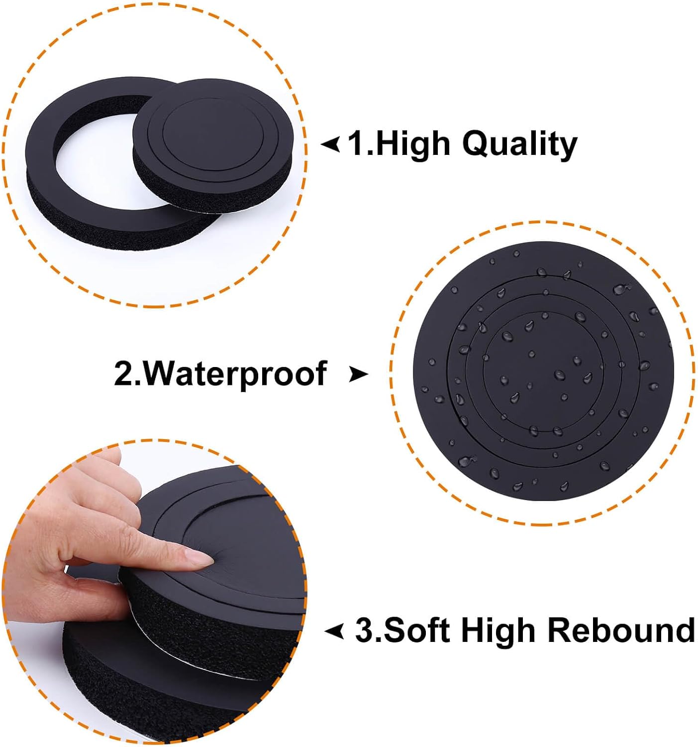 6.5" Foam Speaker Enhancer, 4PCS Self Adhesive Car Door Speaker Foam Rings, Car Door Speaker Fast Rings, 6.5" Speaker Baffle, Universal High Rebound Sponge Bass Blocker Kit for Stereo Audio Speaker
