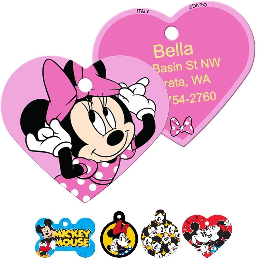 GoTags Mickey Mouse and Minnie Mouse Pet ID Tags, Disney