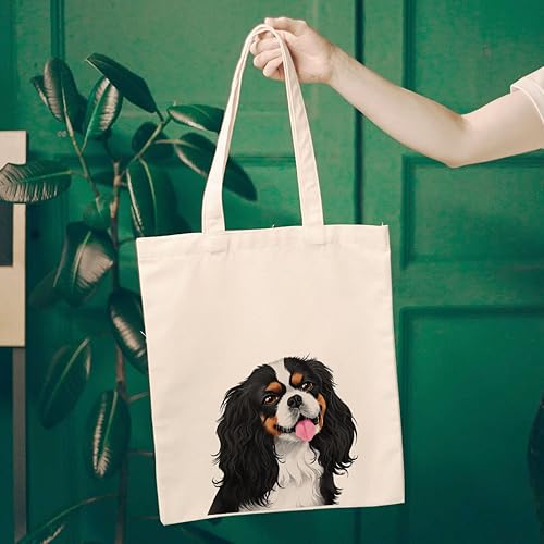 Vista 160 de WIRESTER Bolsa de lona para mujeres y niñas, bolsa de playa, comestibles y viajes, lindo perro