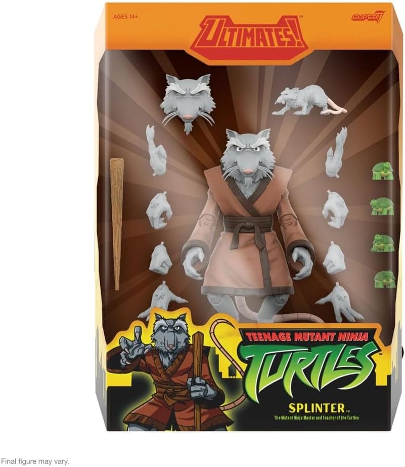 Super7 ULTIMATES! Teenage Mutant Ninja Turtles Splinter - 7" TMNT Action Figure with Accessories - Classic Cartoon Collectibles and Retro Toys