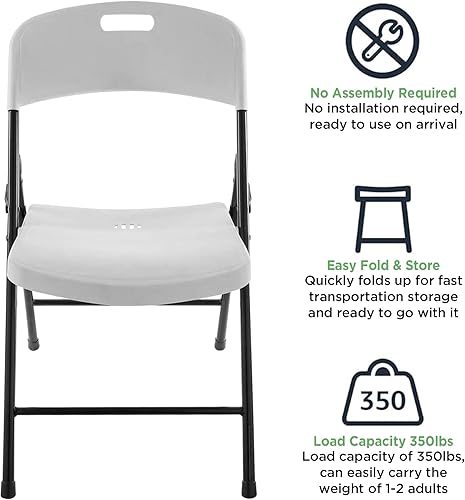 Miniatura 5 de Red Mountain Valley - Paquete de 4 sillas plegables portátiles de capacidad de 440 libras, juego de sillas plegables de plástico HDPE, ideal