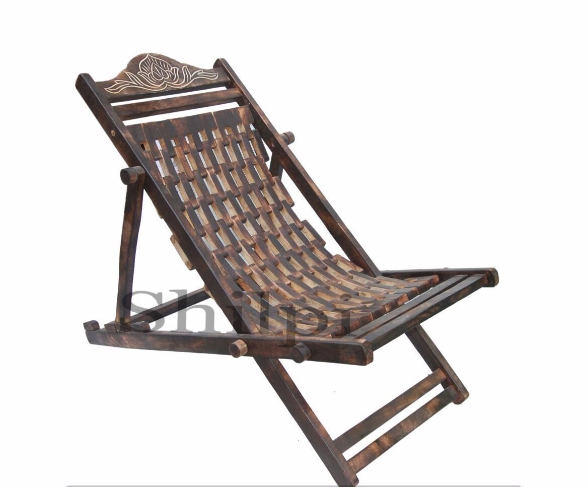 Shilpi Handicraft Solid Wood Folding Living Room Chair/Wooden Foldable