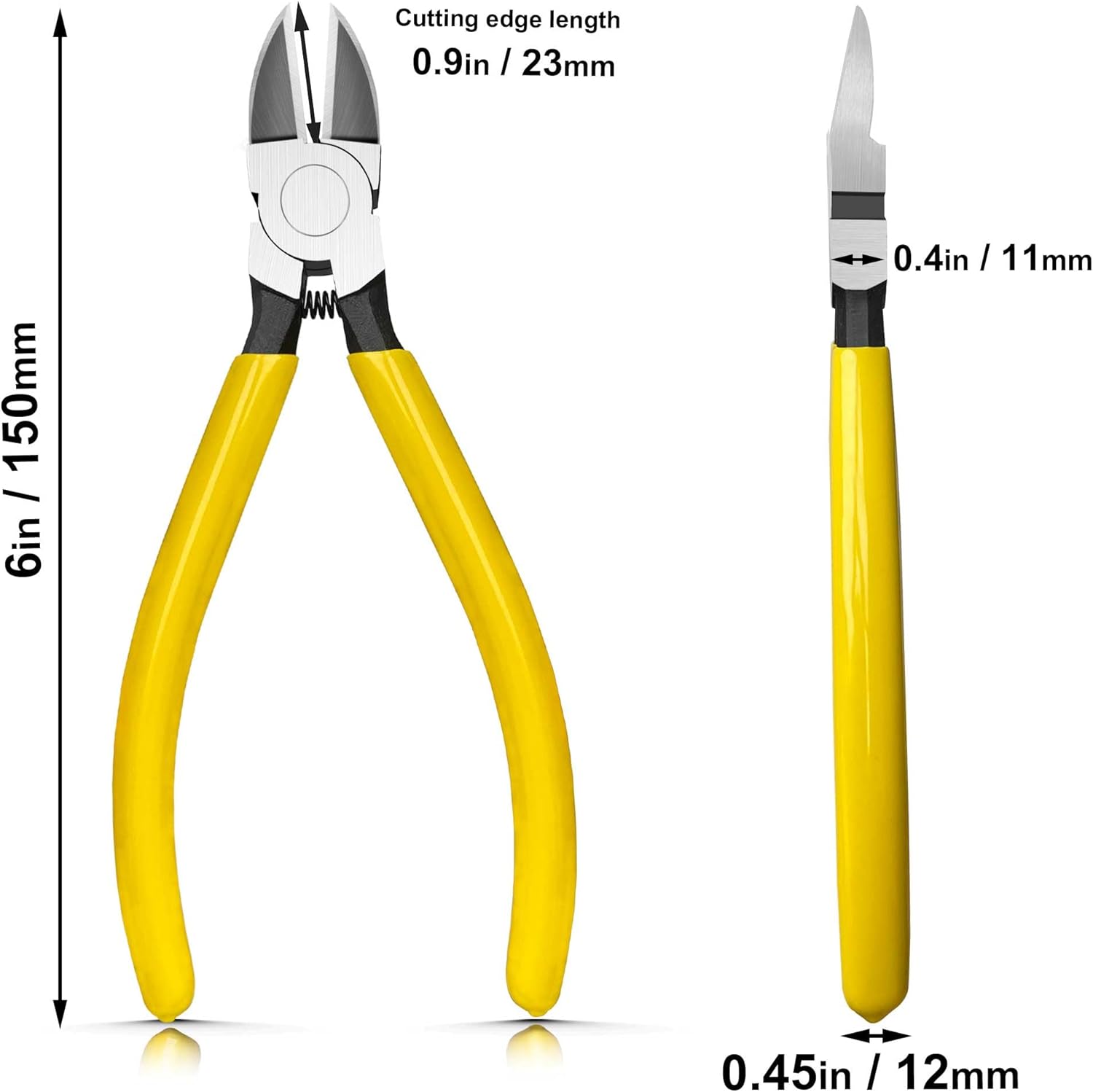 Hanpex 6in. Wire Cutters Set, Ultra Sharp Small Side Cutter Clippers with Spring Loaded, Flush Cutting Pliers, Diagonal Cutting Plier for Jewelry Making, Crafting, Electrical, 2 Pack