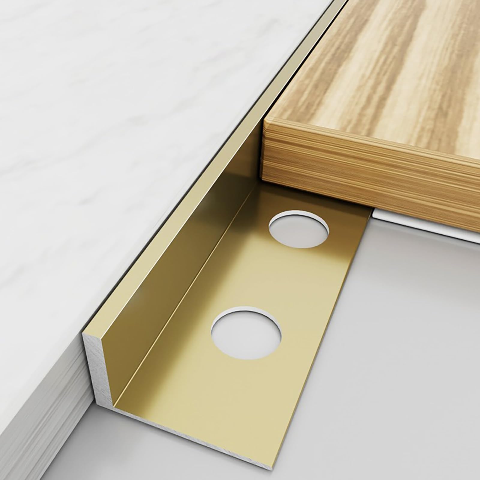 Perfil De Esquina Decorativo En Aluminio Anodizado para Baldosa 125 Cm X 2 Piezas Perfil De Junta para Bordes De Piso Y Pared, (Gold,Height: 13 mm)