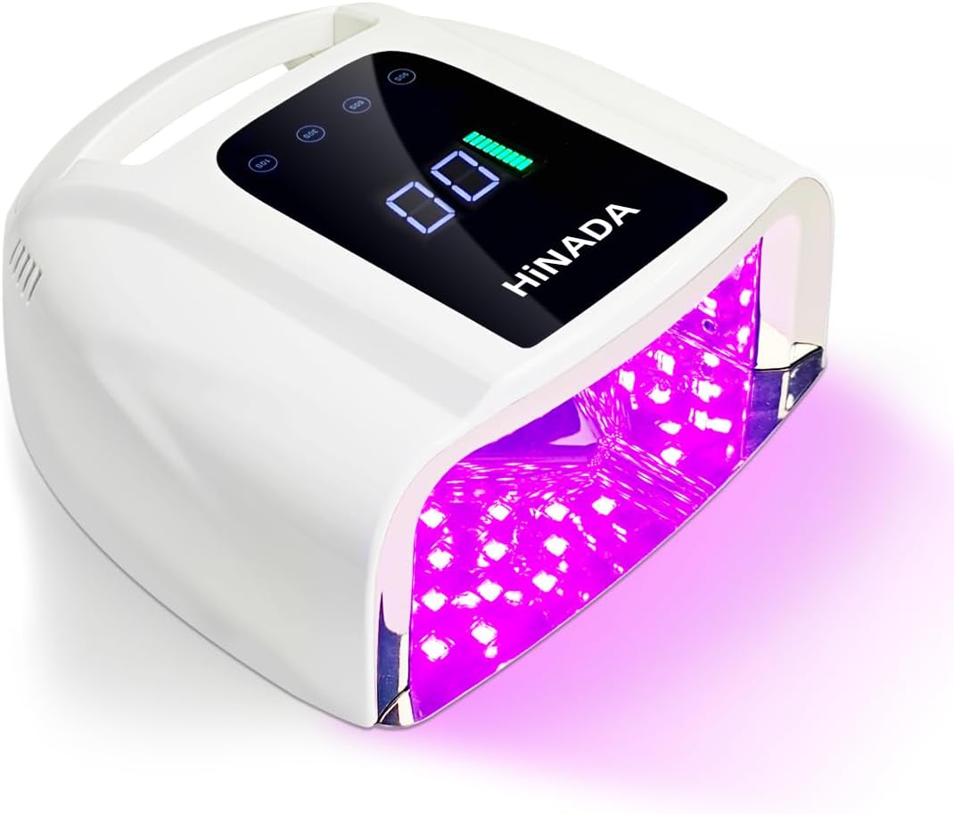 ​HiNADA Professional 96W Rechargeable UV LED Nail Lamp & Cure Light with Smart Sensor - Cordless Fast Curing Gel Polish Dryer for All Gel Types, 4 Timer Modes Portable for Home Salon Travel