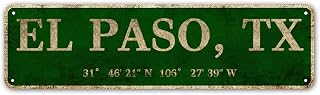 LINStore El Paso, TX City Sign Rustic Vintage Metal Art Wall Decor Office/Home/Classroom 4” x 16”