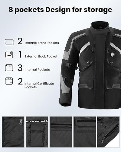 Miniatura 5 de ILM - Chaqueta de motocicleta para hombre para aventuras y viajes, con blindaje, para bicicleta de tierra, turismo, transpirable, impermeable, para