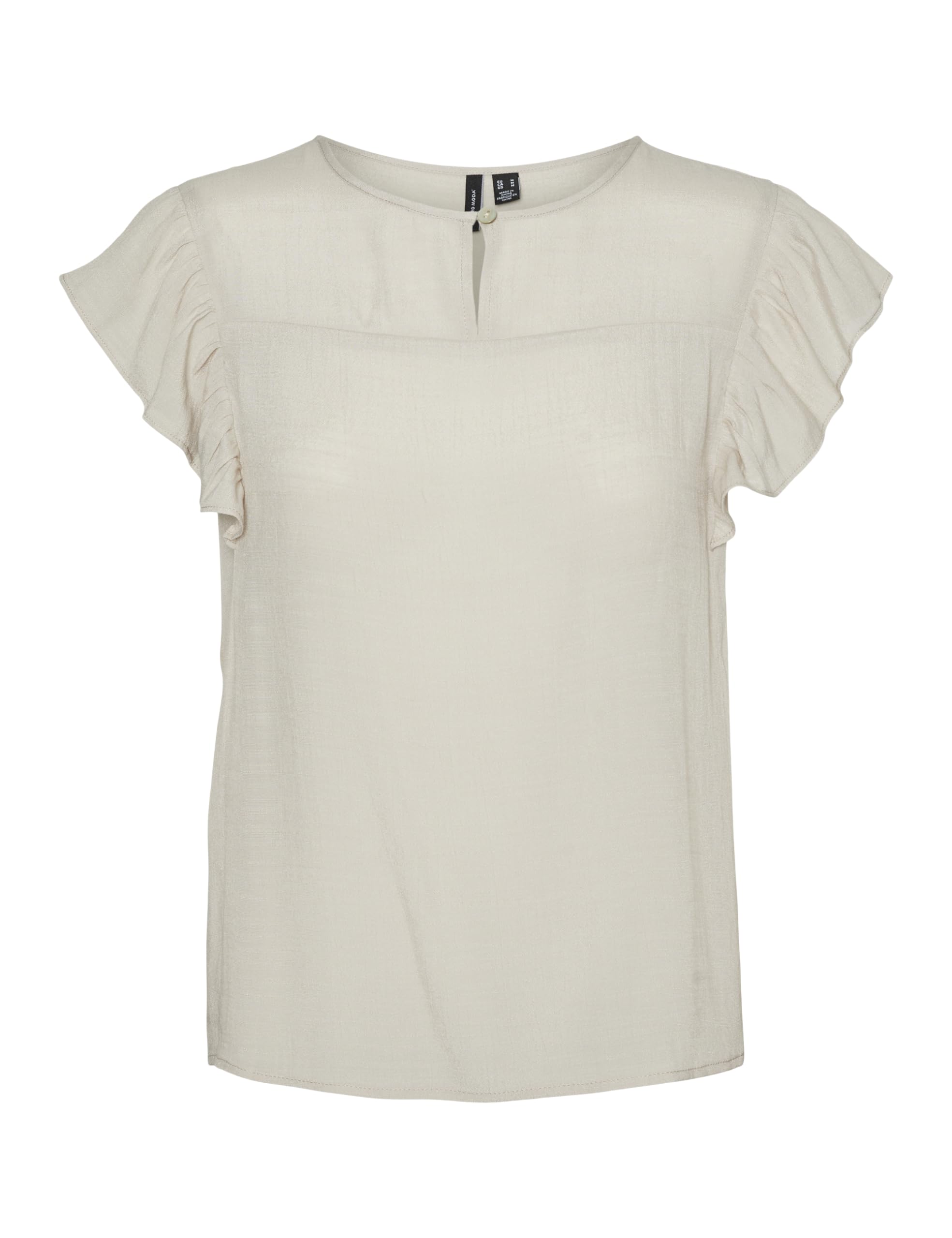 VERO MODA Women's Vmkatja SL Frill WVN Top, Silver Lining, M