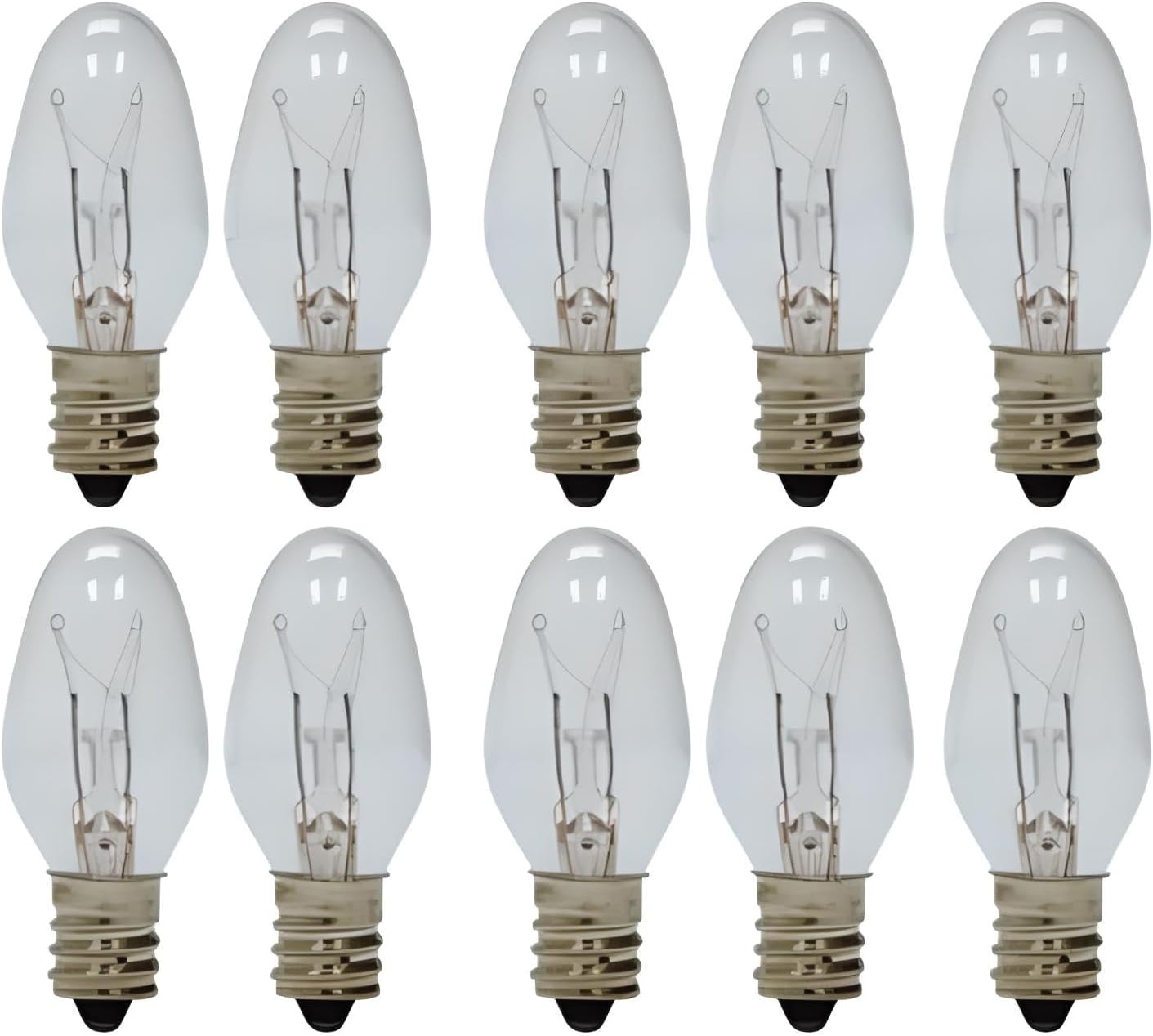 OCS Parts E12 Candelabra Base Multipurpose Dimmable Light Bulbs | 10-Pack | C7 Warm White Light Bulbs for Scentsy Plug-Ins, Salt Lamps, Candle & Wax Warmers, Night Lights, and Chandeliers (15-Watt)