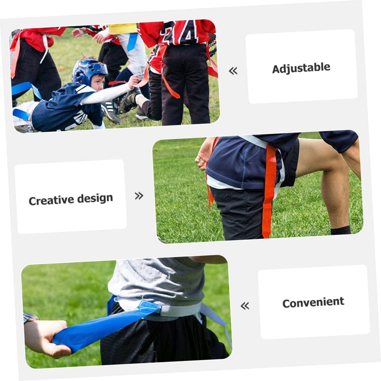1Set Adjustable Flag Football Belt Set White Belts Flags Markers for Youth Adults for Games Training and Fun Activities