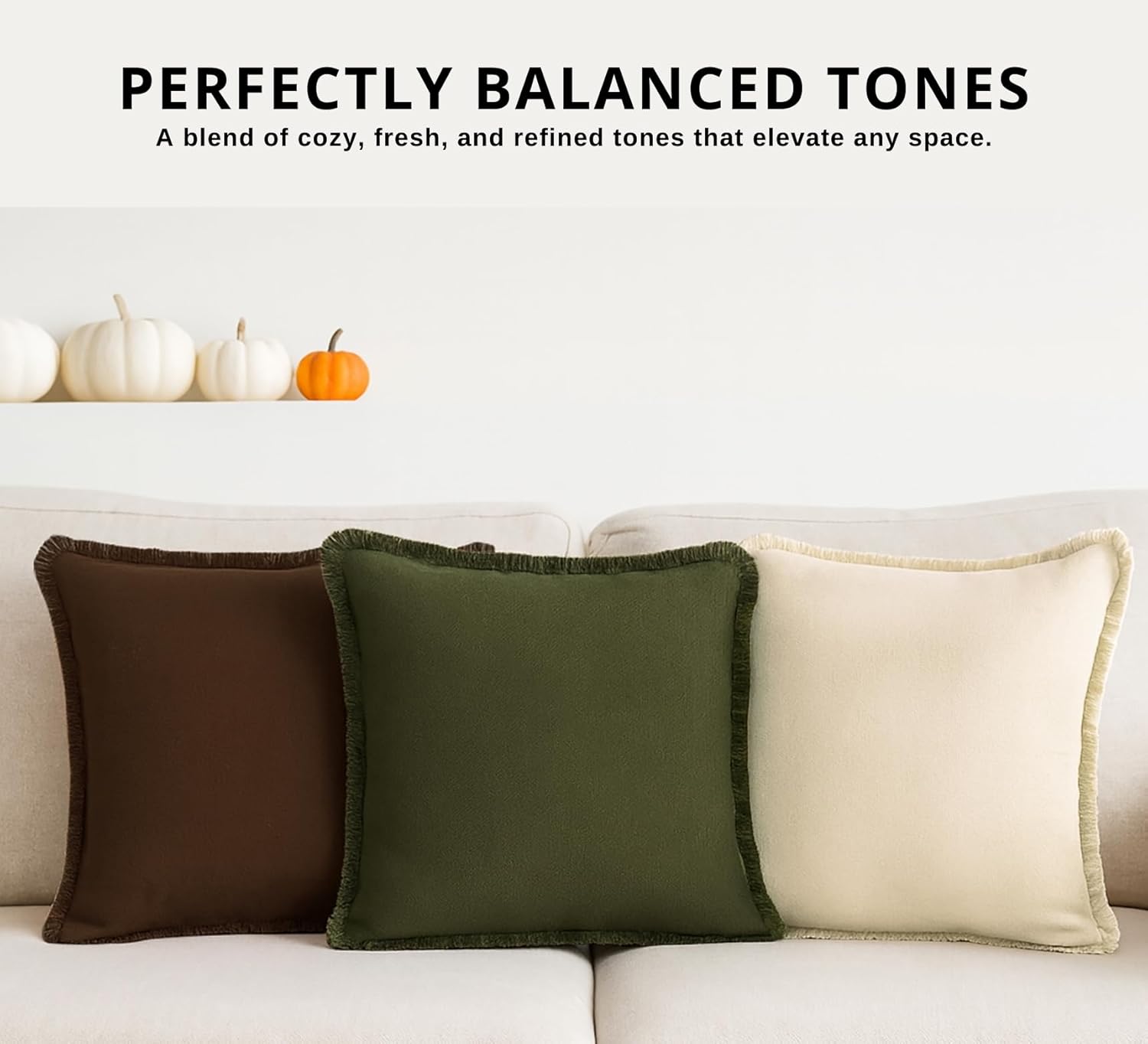 PurpleEssences 2 Pack Boho Cotton Fringe Throw Pillow Covers, Decorative Cushion Covers with Tassels for Couch, Sofa, Bed, Farmhouse Home Décor Spring Easter Summer - 20x20 Inch - Olive Green