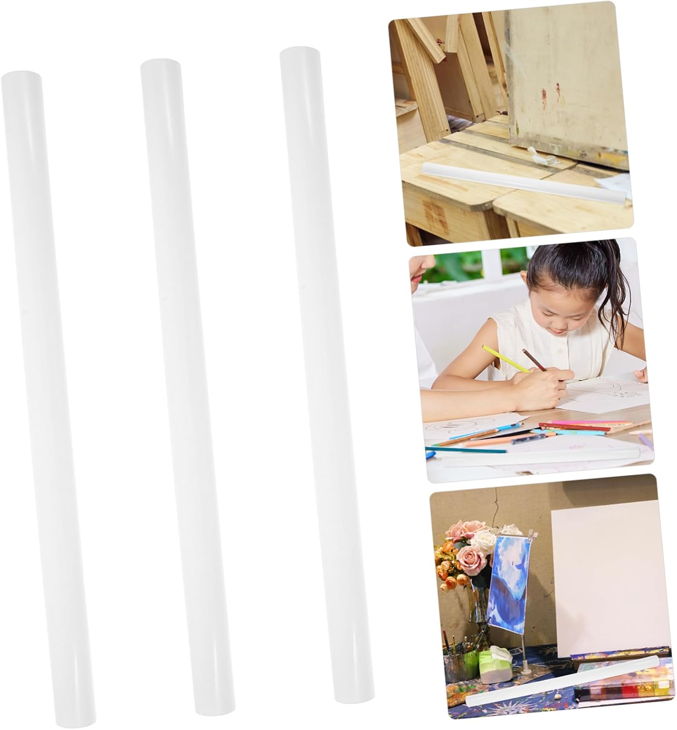 KAILIKETIY 3pcs PVC Poster Tubes with Caps 51CM Long 3CM Diameter Mailing Tubes for Art Prints Blueprint Storage Sturdy Shipping for Artwork