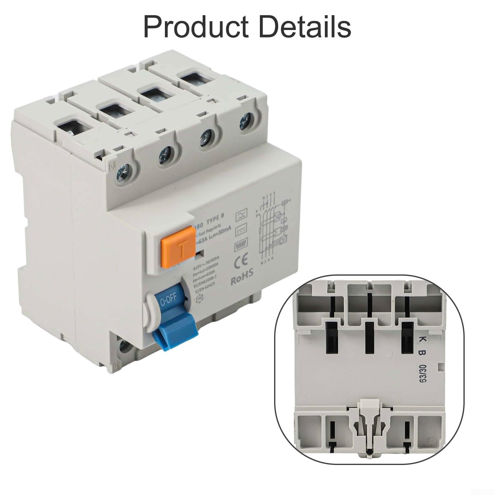 Disyuntor FI 63A 30mA Material ABS Ignífugo